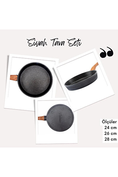 Febern Premium Bio Granit Alüminyum Döküm Nisch Tava Seti Siyah | 24 cm - 26 ...