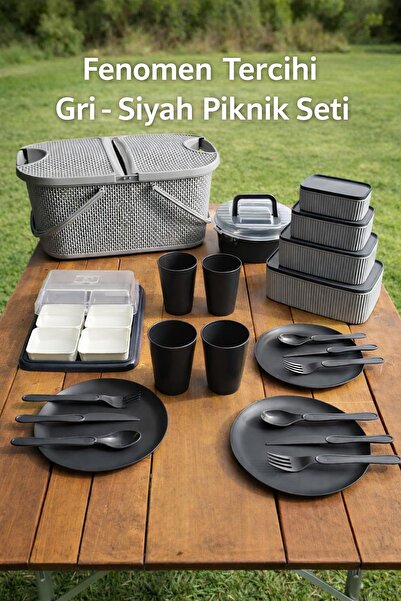 İ&A HOME 32 Parça Piknik Seti | Kahvaltılık | Tabak Bardak Çatal Kaşık & Sakl...