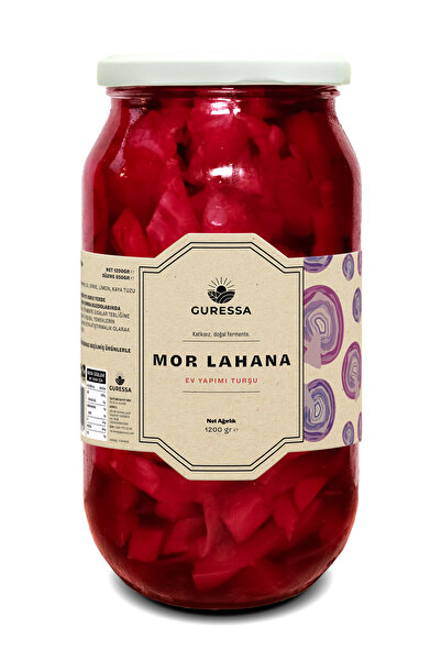GURESSA Mor Lahana Turşusu 1200 Gr Doğal Ev Yapımı