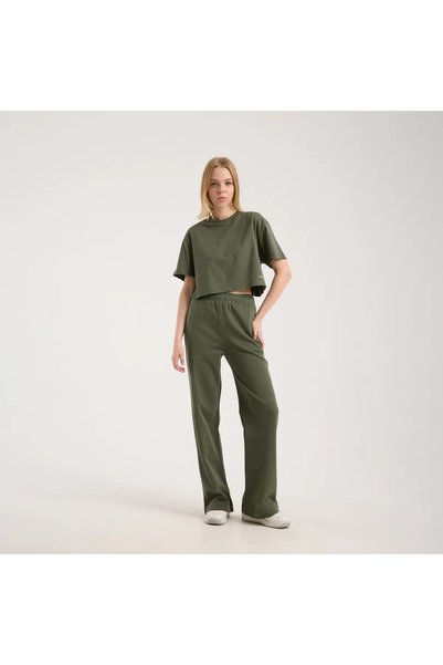 SAVE THE DUCK Kadın Koyu Yeşil Bol Paça Eşofman Altı-WIDE LEG J