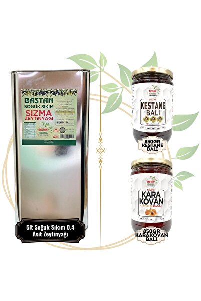 Baştan Yöresel 5 LİTRE ZEYTİNYAĞI, 850GRAM KESTANE BALI VE 850GRAM KARAKOVAN ...