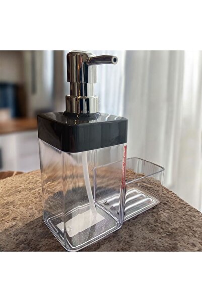 Baroness Tezgah Üstü Sıvı Sabunluk & Süngerlik Seti – Şeffaf | Modern & Kulla...