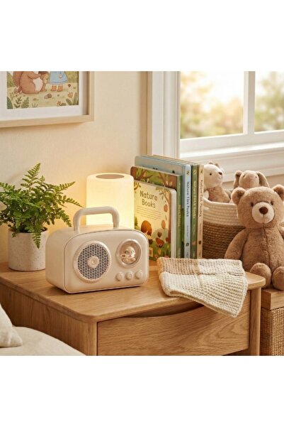 Arabamakss Sevimli Tasarımlı Taşınabilir Radyolu Bluetooth Hoparlör Bej