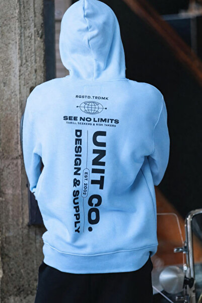 CLASSY.MODA Unisex 3 Thread K Hooded Kangaroo Pocket Lettering B Printed O Oversized Street Sweatshirt