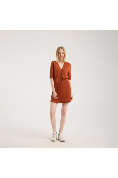 SAVE THE DUCK Kadın Kiremit Kırmızı Basic Fit Etek-BASIC FIT