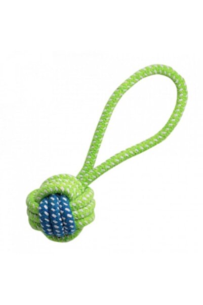 Mytag Jucărie pentru câini - Minge din frânghie cu mâner verde