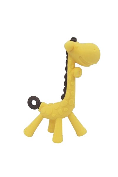 Senmase Jucărie pentru bebeluși, silicon, model girafă, 13 cm, galben