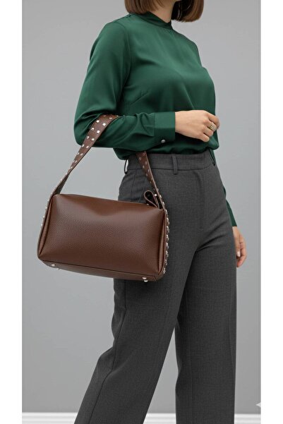 KIRASE New Leather Studded Style Model Hand and Shoulder Bag Width 32 cm Length 20