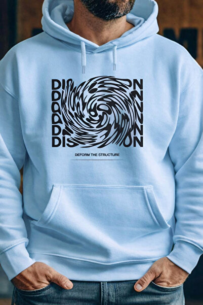 CLASSY.MODA Унисекс 3-слойна суитшърт с качулка, кенгуру джоб и абстрактен графичен принт