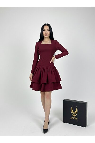 SNIPER short burgundy Eid dress