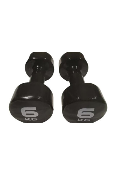 ASCLIFE 6KG Cast Iron Dumbbell Vinyl Coated Weightlifting Fitness Dumbbell Black