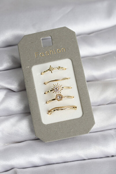 Skygo Brass Gold Color 5-Piece Ring Set - Tj-Byk3922