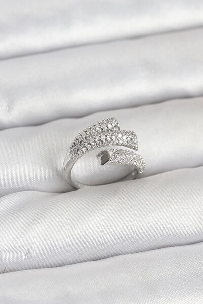 Skygo Silver Color Zircon Stone Brass Women's Ring - Tj-Byk3918