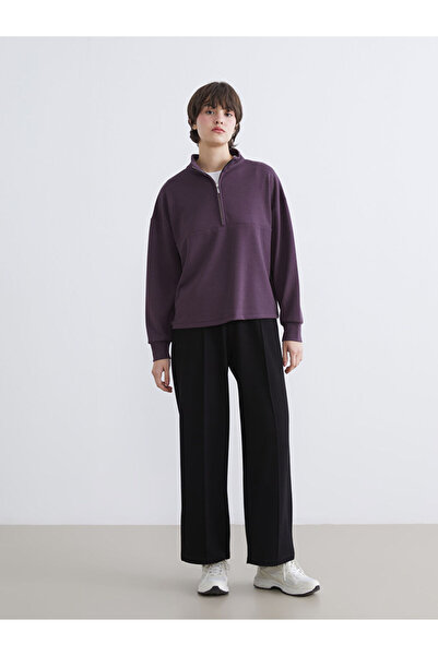 LC Waikiki بنطال رياضي نسائي أسود اللون ذو خصر مطاطي وملمس ناعم