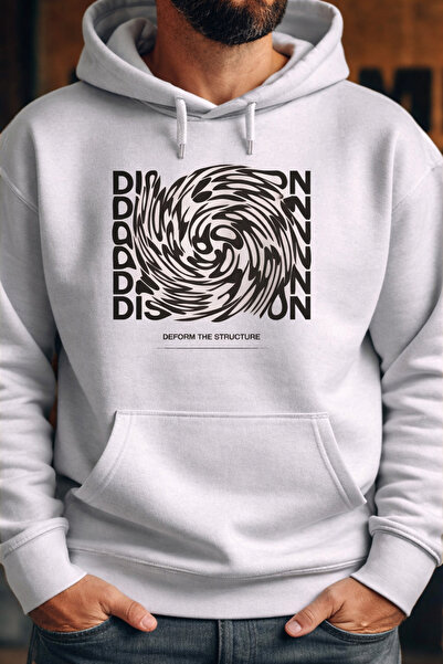 CLASSY.MODA Φούτερ Unisex με με κουκούλα κλωστές K με τσέπη καγκουρό αφηρημέν...