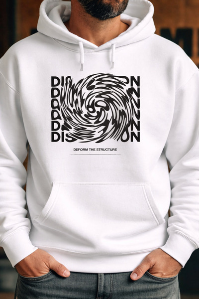 CLASSY.MODA Unisex 3 Thread K Hooded Kangaroo Pocket Abstract Graphic B Printed O Oversized Street Sweatshirt