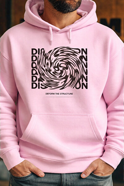 CLASSY.MODA Unisex 3 Thread K Hooded Kangaroo Pocket Abstract Graphic B Printed O Oversized Street Sweatshirt