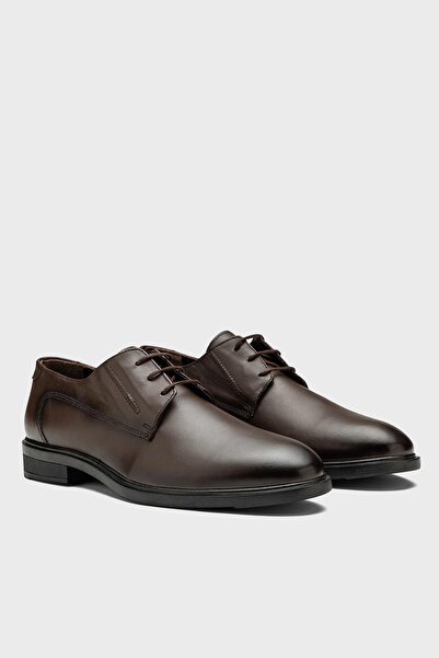 VARNAS Men's brown genuine leather classic lace-up shoes - baron