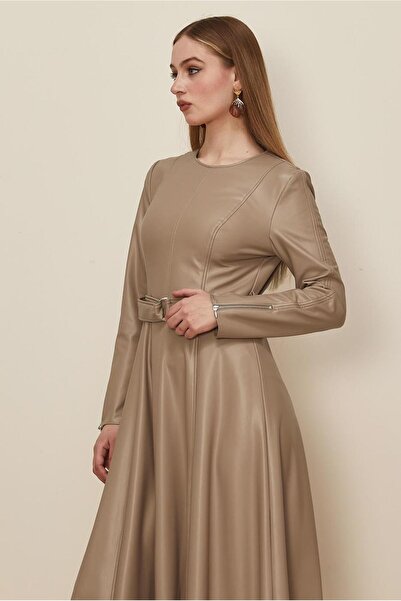 Alvina Belted Faux Leather Dress 46062