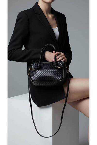 KIRASE Knitted Patterned Knot Detailed Mini Hand, Arm and Shoulder Bag