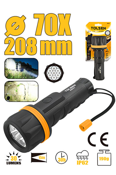 TOLSEN Tolsen 7-Candle (LED) Flashlight, IP62 Waterproof and Dustproof, 30-Hour Run Time, for Emergencies and Camping