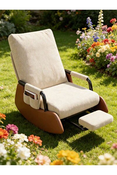 Tiokkss كرسي هزاز قابل للطي والتعديل مع جيوب جانبية، مناسب لغرفة المعيشة والح...