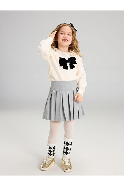 LC Waikiki Basic Girl's Pleated Skirt with Elastic Waist
