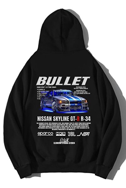 BRZ COLLECTION Nissan Skyline GT-R R-34 Unisex Oversize Bullet Hoodie