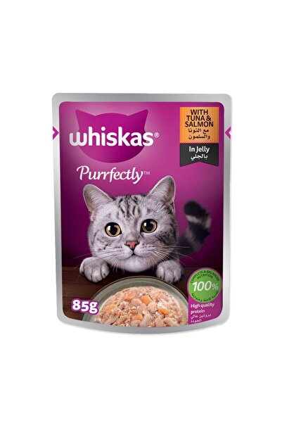 Whiskas Purrfectly Tuna & Salmon in Jelly Wet Cat Food for Adult Cats Complete Meal
