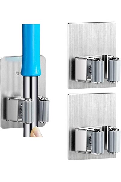 Zalcoon 2 PCS Mop Broom Holder Wall Mount - Mop Holder Self Adhesive No Drilling Super Anti-Slip Bro