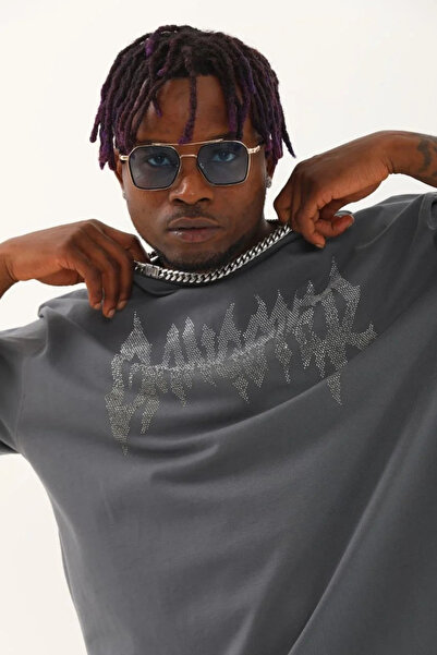 Silerra Μπλουζάκι Unisex Oversize Stone Crew Neck - Καπνιστό