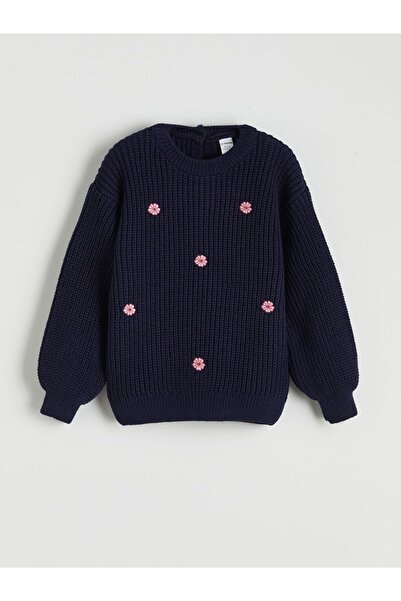 LC Waikiki Lcw Kids Crew Neck Embroidered Girls' Knit Sweater