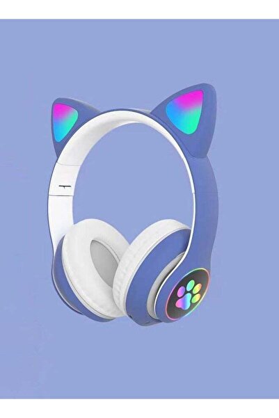 Generic Wireless Headphones Cute Cat Ear STN-28 Glowing Over-Ear Headset with Mic Stereo Music Gaming 5.0 Bl