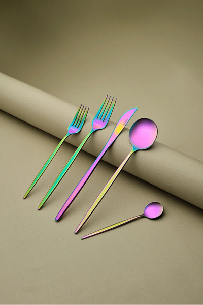 Vertik Orion Rainbow 35 Pieces 7 Person Fork Spoon Knife Set
