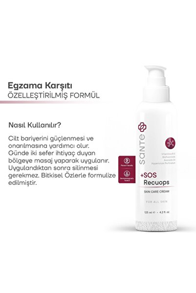 SantePlus Sos Recuops Soothing Barrier Repair Skin Cream for Eczematous Skin 125 ml (Allergies, Eczema)