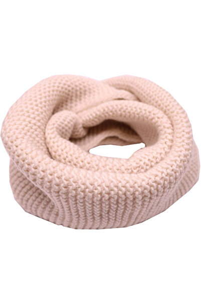 JOLAR. Unisex circular scarf, knitted in polyester, minimalist unitone pattern, for the cold season White