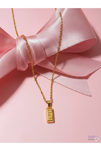 Beksy Accessory Altın Külçe Figürlü Minimal Tasarım Kolye – Şık Günlük Aksesuar