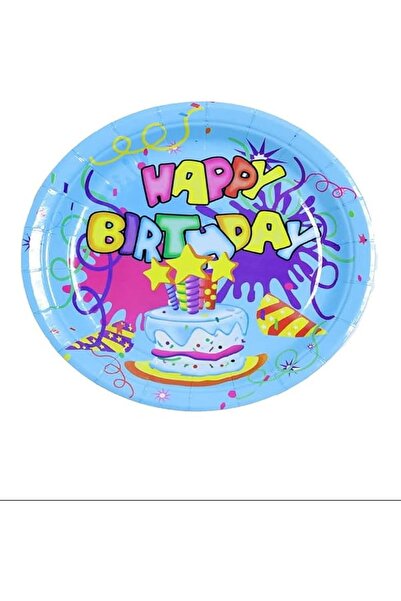 Italo birthday party disposable round plate 7-inch size, blue