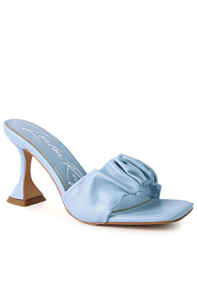 london Rag Women Blue Spool Heeled Ruched Sandals