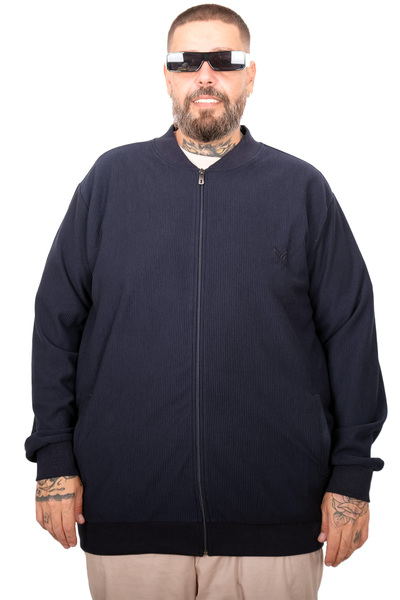 ModeXL Mode XL Large Size Cardigan with Zipper U25824 Dark Blue