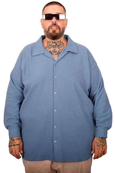 ModeXL Mode XL Large Size Men's Apas Shirt 11108 Blue