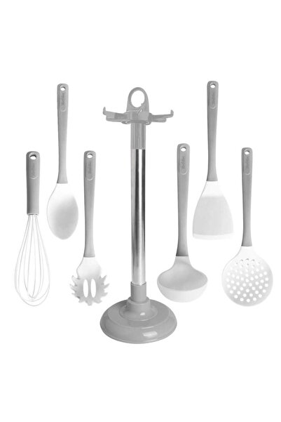 Tantitoni طقم تقديم من السيليكون مكون من 7 قطع باللون البيج مع حامل