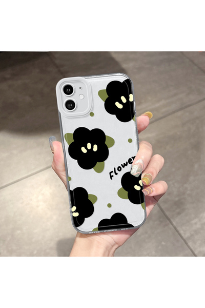 Hontinga iPhone 11 Compatible Transparent Anti Fall Flower Airbag Soft Silico...