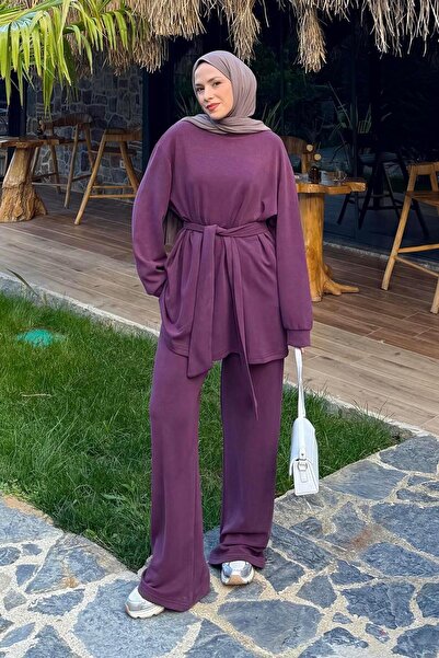 lamelif Tie Detail Double Suit Burgundy