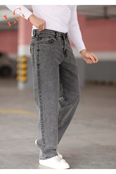 LORDA GİYİM TONI S Men's Jeans Baggy High Waist Zippered Lycra Gray