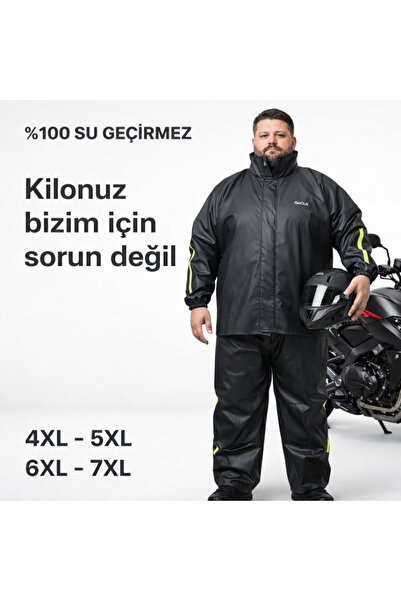 go out Battal Size 4Xl-5Xl-6Xl-7Xl Biker Raincoat 100% Waterproof Tubitak Approved