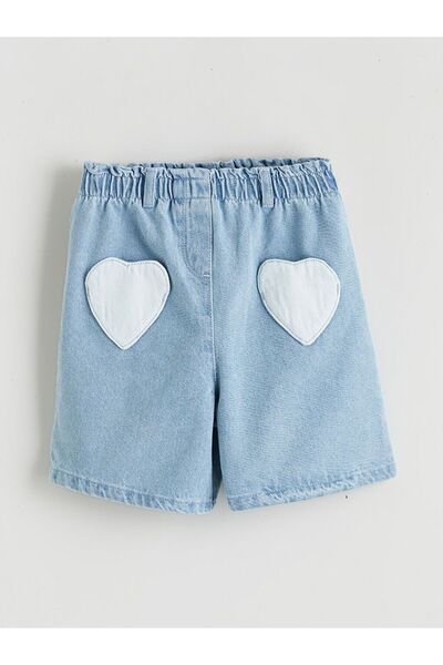 LC Waikiki Lcw Kids Buy Elastic Waist Heart Embroidered Girls' Jean Shorts