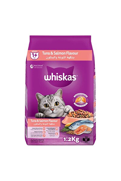 Whiskas Tuna & Salmon Flavour Cat Dry Food Bag 1.2 kg Complete Nutrition for Healthy Adult Cats