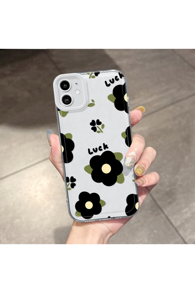 Hontinga iPhone 11 Compatible Transparent Anti Fall Flower Airbag Soft Silico...