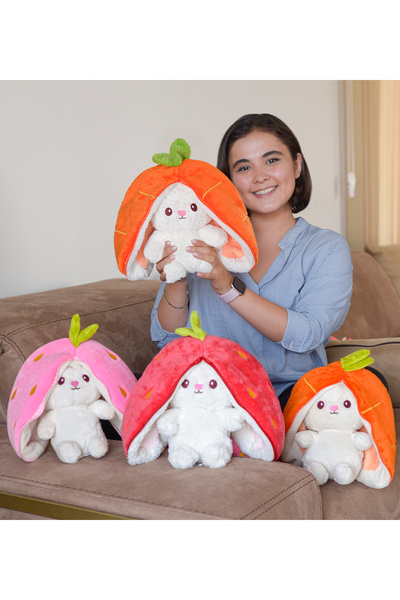 Pababo 50 cm Havuç Tavşan Fermuarlı Peluş Oyuncak – Sürpriz Tasarımlı Yumuşak...